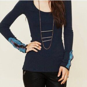Free People Meadow Fiesta Cuff Thermal Long Sleeve Vampire Diaries Women's Small